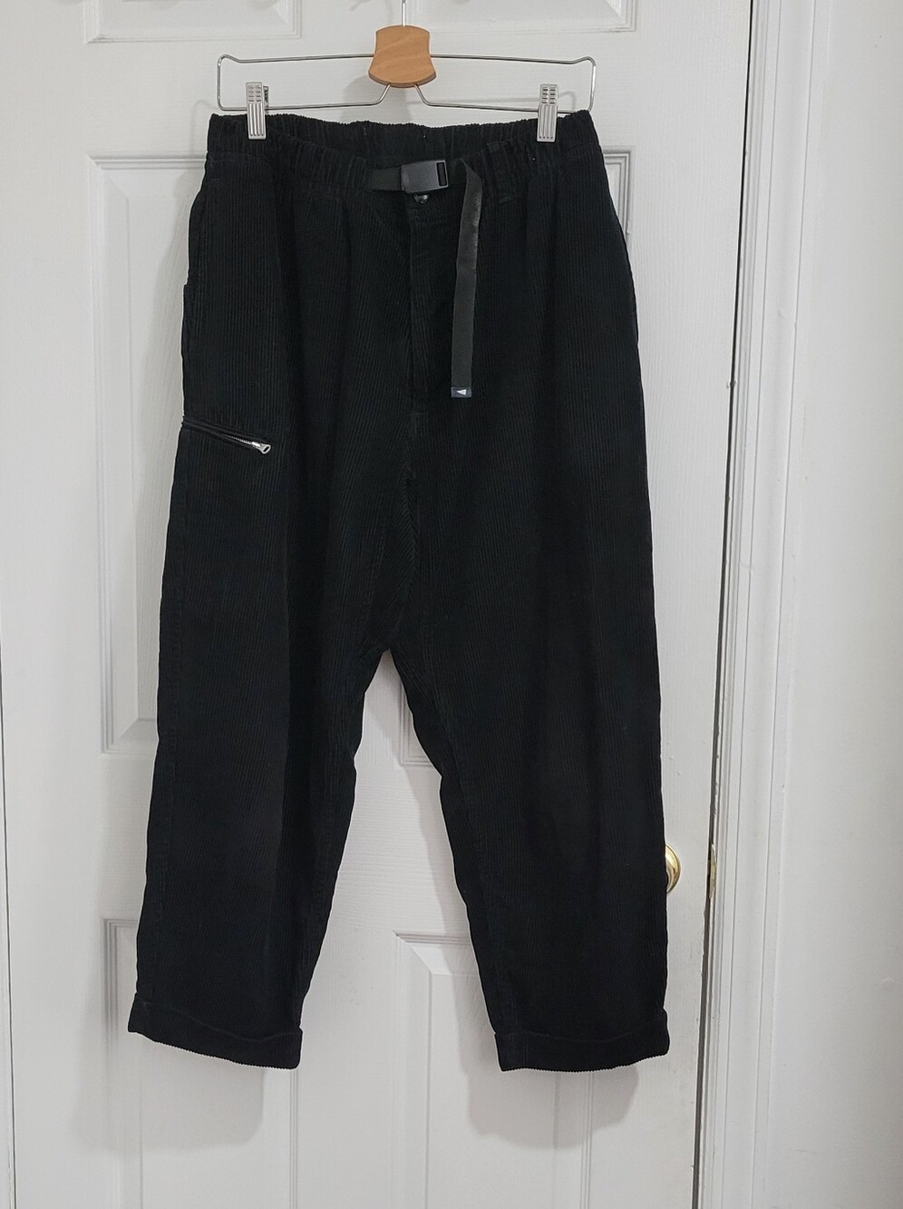 Pilgrim Black Corduroy Elastic Waist Pants Pana  with Side Zip